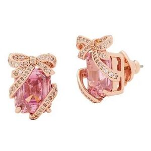 Kate Spade Pink and Gold Bow Earrings